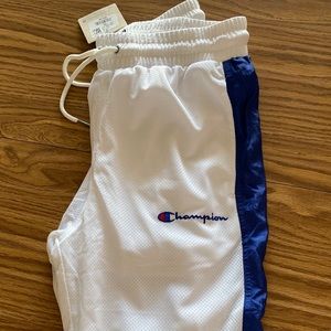 Champion Mesh Trainer Pants White and Blue
